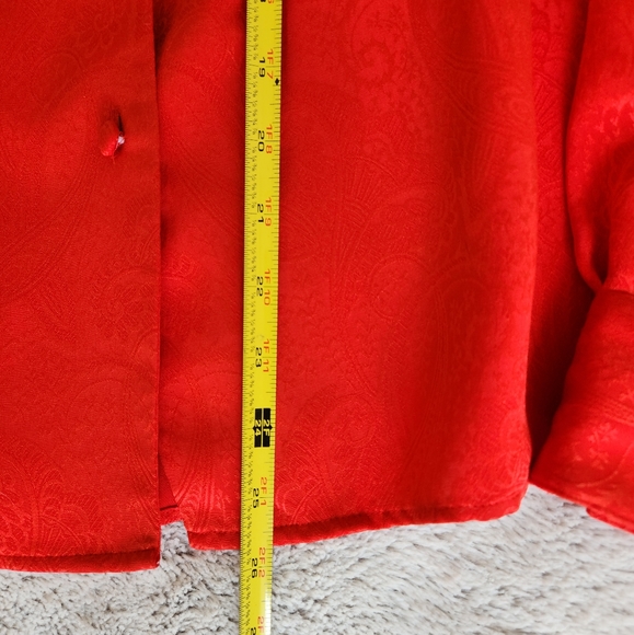 2/$30 Vintage Silky Red Blouse - Picture 7 of 10